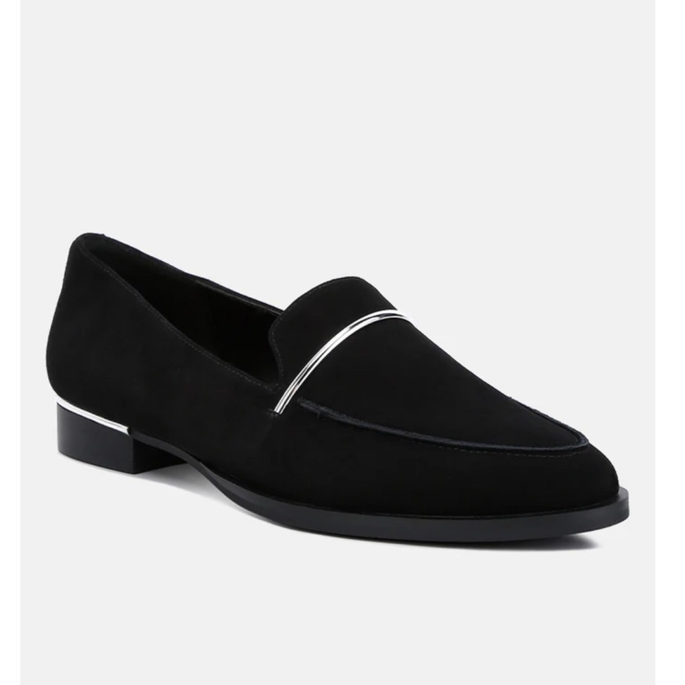 Rag & Co suede leather Paulina Women's Classic Black Loafers NWT